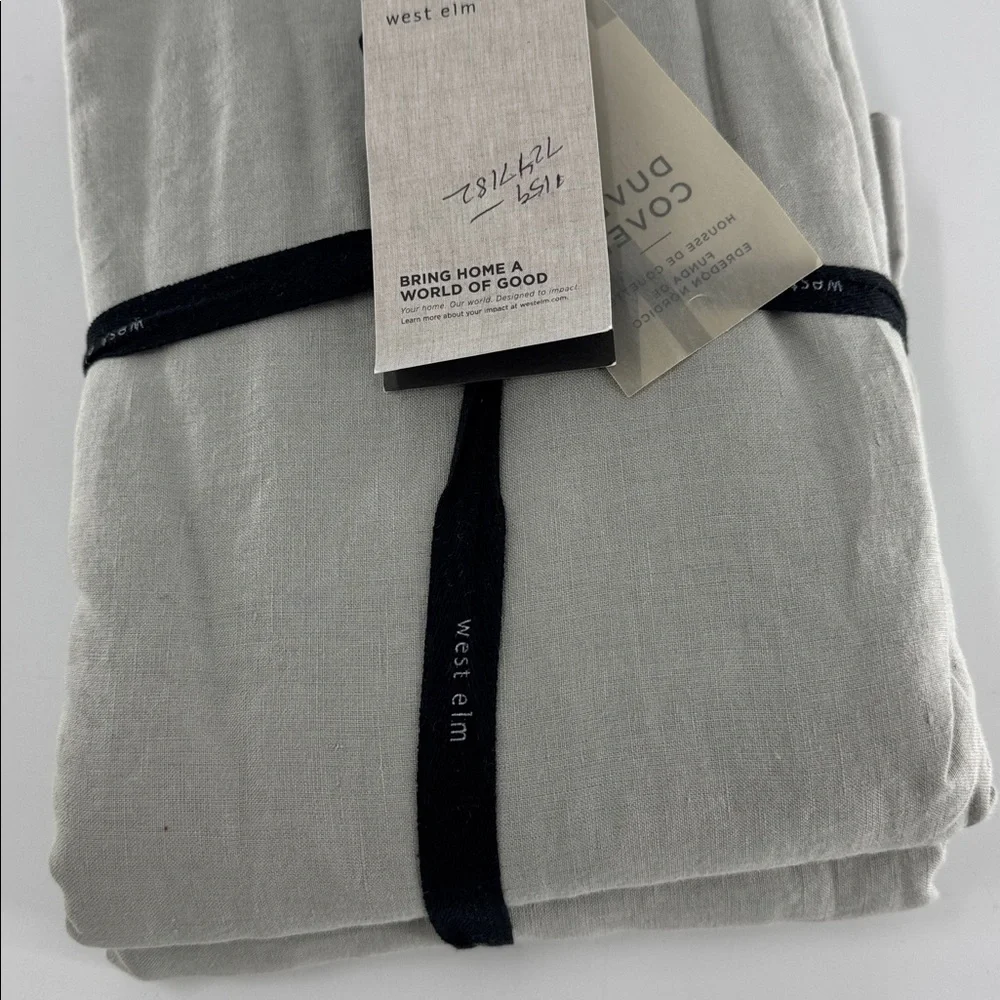 West Elm Belgian Flax Linen Gray Duvet Cover Size Full/Queen NWT